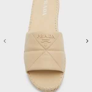 PRADA lambskin espadrilles slide sandals